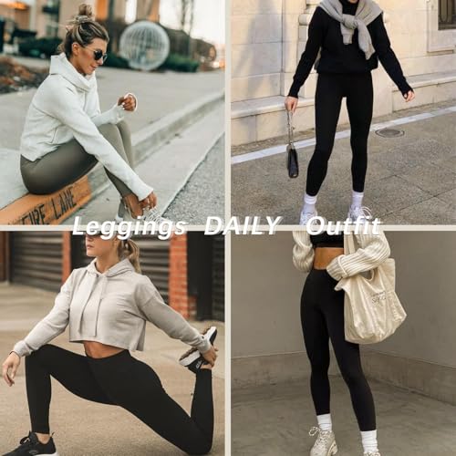 Diravo Women's Black Leggings 4-Pack, Large-X-Large, Tummy Control, Soft Lined Yoga & Workout Pants