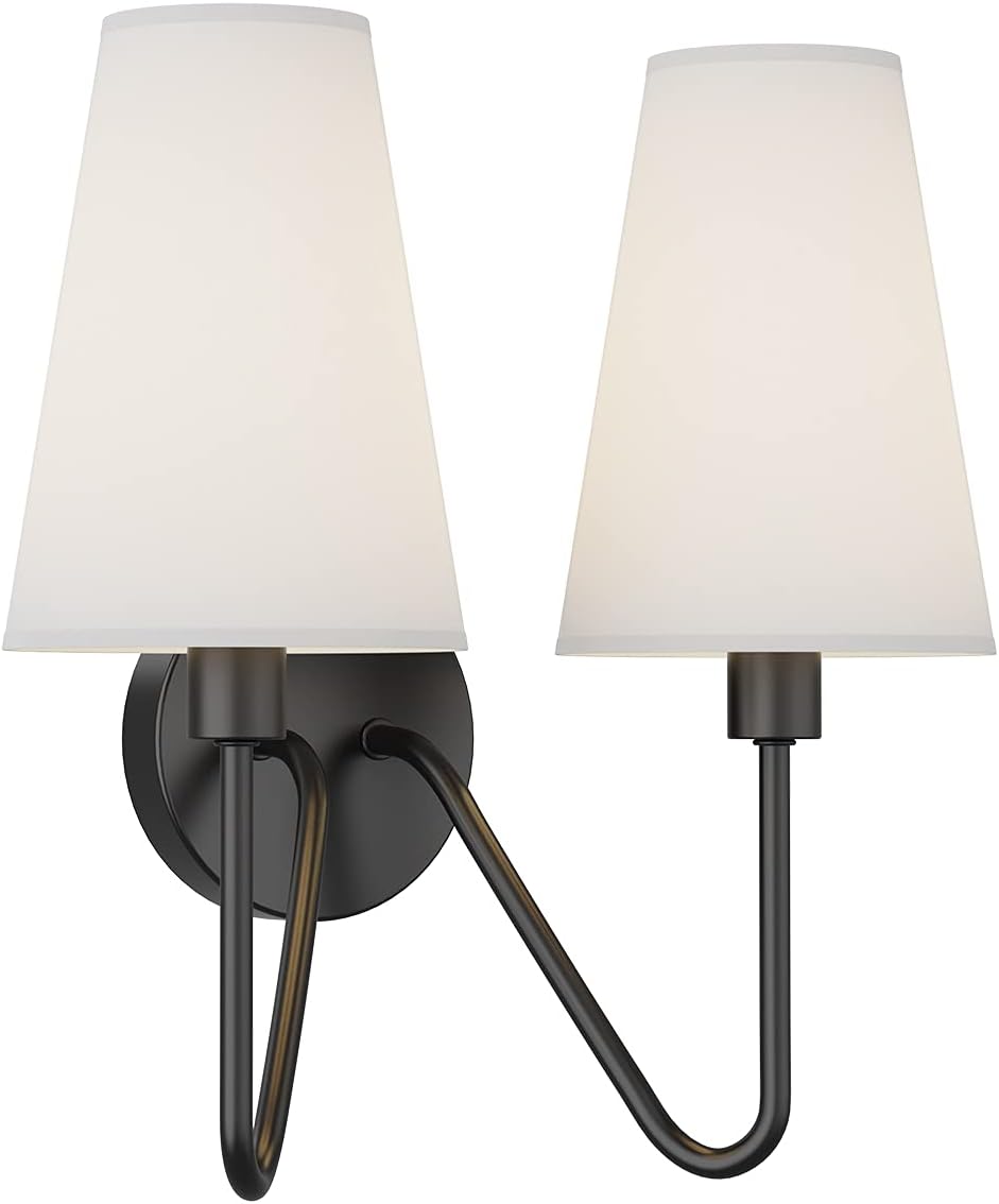 Gold Wall Sconce Lighting Fixture - Set of 2 Classic E12 Hardwired Lamps with Cream Shades