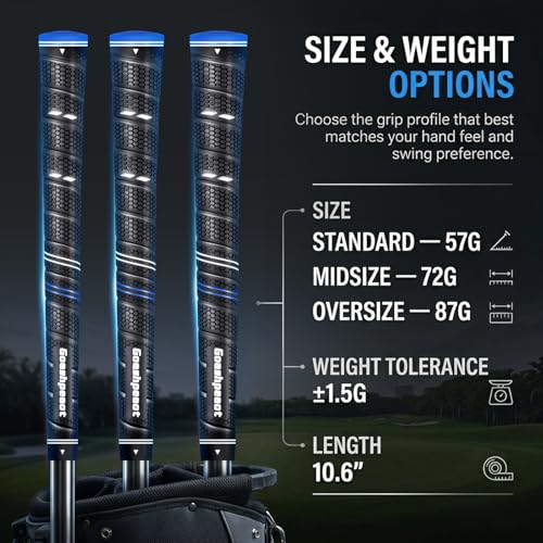 Midsize Golf Grips 13 Pack with Advanced Surface Texture - Blue