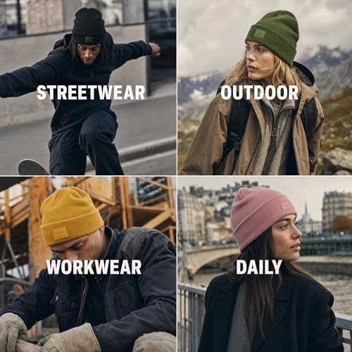 2THESTARS Winter Beanie for Men & Women – Black Heavyweight Knit Cuffed Hat