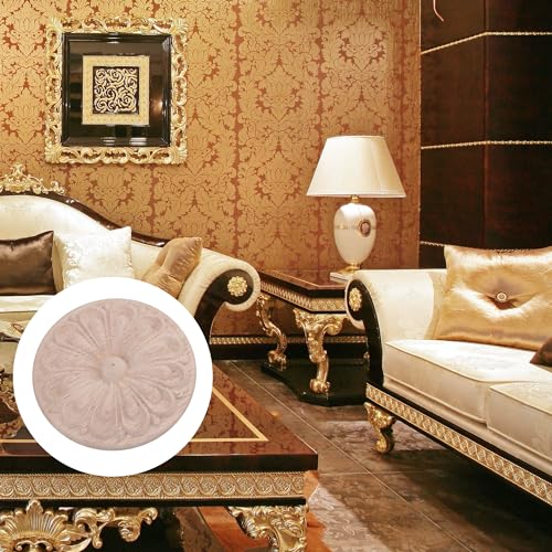 Mxfans 60mm Wood Carved Decorative Round Flower Decal Applique Furniture Pack of 2