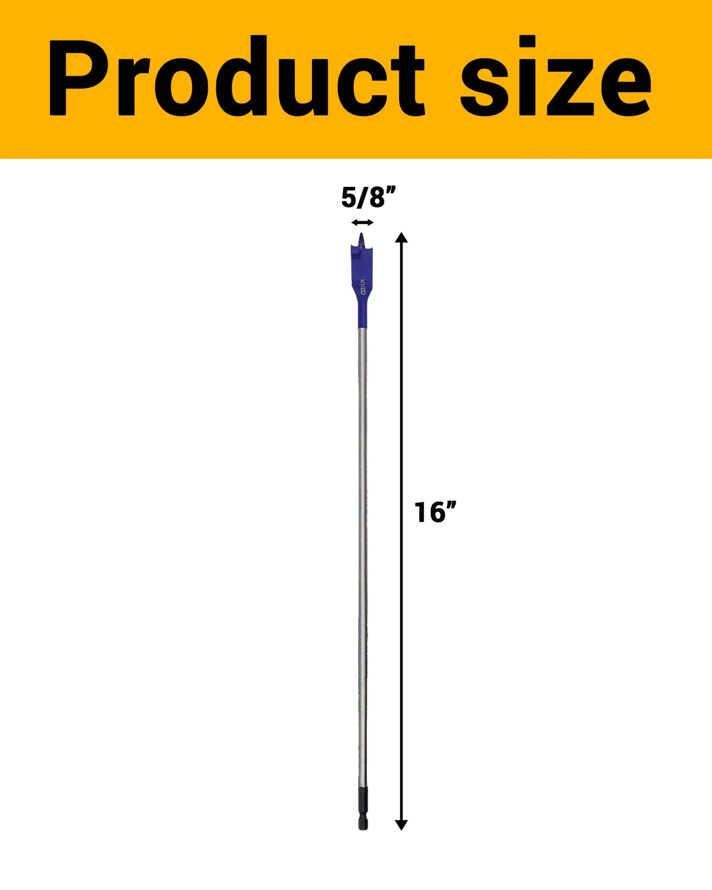 Wisechain 5/8" x 16" Long Wood Spade Drill Bit, Self-Feeding Flat Drill Bit with Blue Coating for Deep Drilling in Wood, Carpentry, and DIY Projects