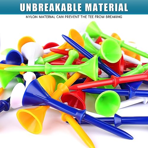 Premium Plastic Golf Tees - 50 Pack Mixed Color, Durable & Stable