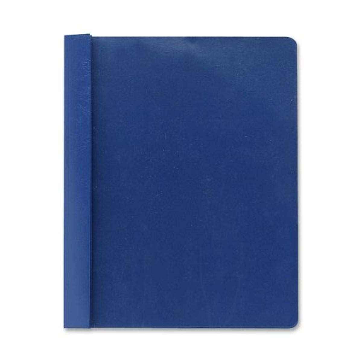 Smead Clear Front Report Cover, Three Double Tang Side Fasteners, 1/2" Capacity, Letter Size, Dark Blue, 25 per Box (87455)