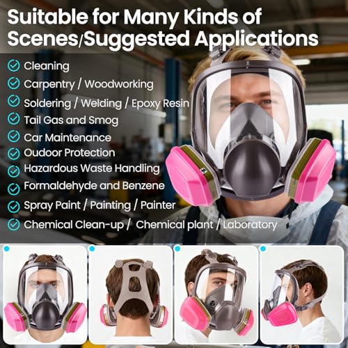 Full Face Respirator Mask with 60926 Filters - Reusable 6800 Full Face Gas Mask Survival Nuclear and Chemical for Spray Paint, Epoxy Resin, Polishing, Sanding, Welding