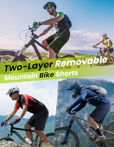 Nepest Men's Mountain Bike Shorts Large Dark Blue with Zip Pockets, 3D Padding, Quick Dry