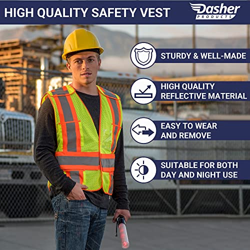 Dasher Products High Visibility Safety Vest, ANSI Class 2 Breakaway Vest with 5 Pockets, Hi Vis 3 Pack