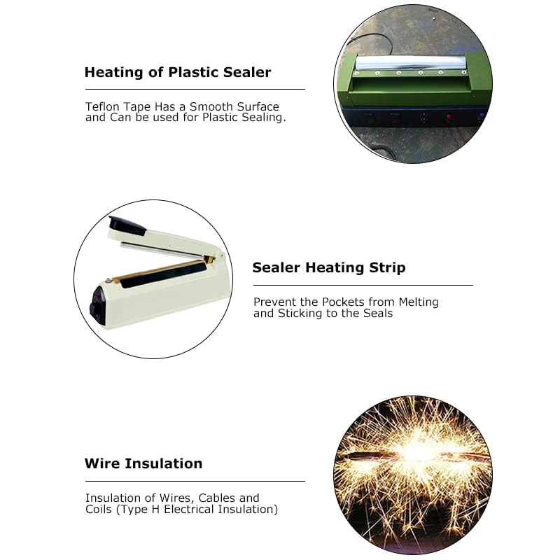 AIYUNNI 2 Rolls 1/2 Inch x 33 Feet Low Friction Tape High Temperature Teflon Tape,Squeak&Abrasion Resistant, Surface Protection for Wood,Drawer,Cabinet, Furniture, Vacuum Sealer & Hand Impulse Sealers