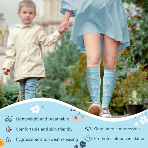 Fenglaoda Large-X-Large Compression Socks Women Men 4 Pairs Support for Running Travel
