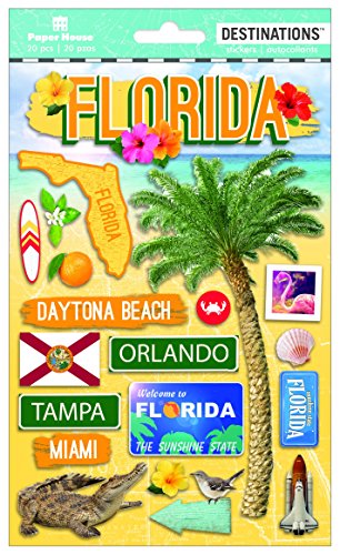 Paper House Florida Travel 2D Stickers, 3 Pack - Scrapbooking Embellishments