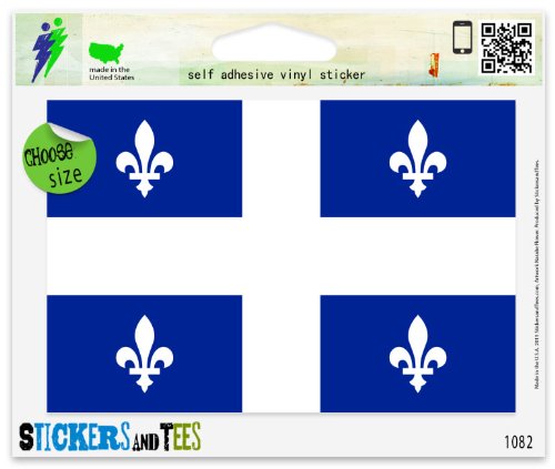 Quebec Canada Flag Vinyl Car Sticker - Small 3" x 2"