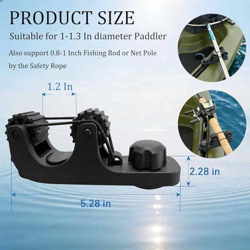 Kayak Paddle Holder Track Mount - 360° Swivel, Saltwater-Resistant