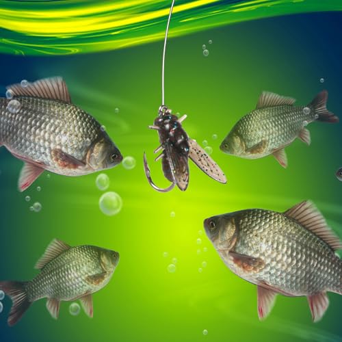 20-Piece PVC Black Fly Fishing Lures with Hooks - Realistic Soft Bait