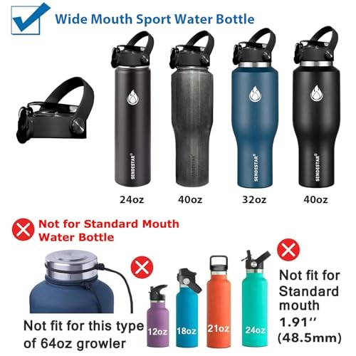 SENDESTAR Black Spout Lid for Hydroflask Wide Mouth Water Bottles - Fits 18oz-73oz