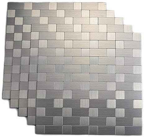 Stainless Steel Peel and Stick Backsplash Tiles - 20 Sheets, 12''x12'' for Kitchen & Bathroom