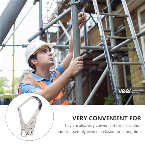 DOITOOL 2Pcs High Strength Alloy Steel Large Drop Forged Double Lock Rebar Snap Hook Safety Fall Protection Lanyard Hook Multifunctional Carabiners