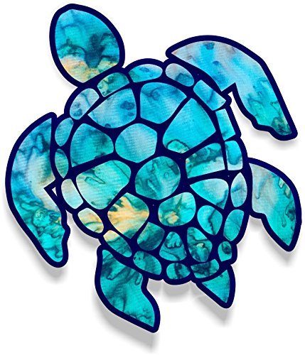 Sea Turtle Vinyl Bumper Sticker - 5-Inch Waterproof Decal (Cyan Dream)