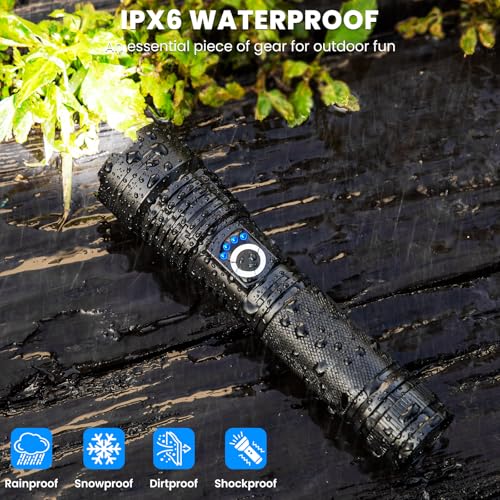Flashlight Rechargeable 99,000 High Lumens - 3 Pack Super Bright LED Flash Light for Home Camping, Handheld Waterproof Linterna with 5 Modes & Adjustable Function
