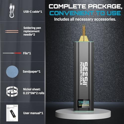 SEESII Battery Spot Welder: Spot Welder for Lithium Batteries/18650, Mini Battery Welder with Built-in Rechargeable Battery, Spot Welding for 0.1-0.2mm Nickel Sheets/Iron/Stainless Steel Sheets