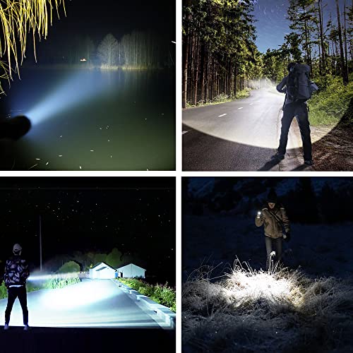 Rechargeable LED Flashlights, 100000 High Lumens Super Bright Flashlights with 5 Modes Waterproof Zoomable Flash Light for Outdoor Emergency