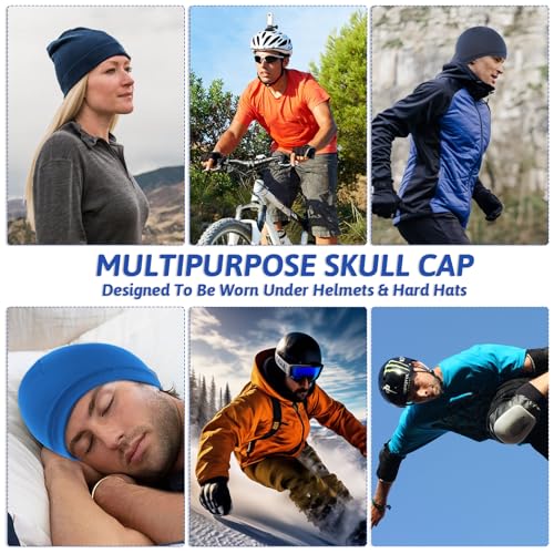 6-Pack Skull Caps for Men - Lightweight Stretchy Beanie Set