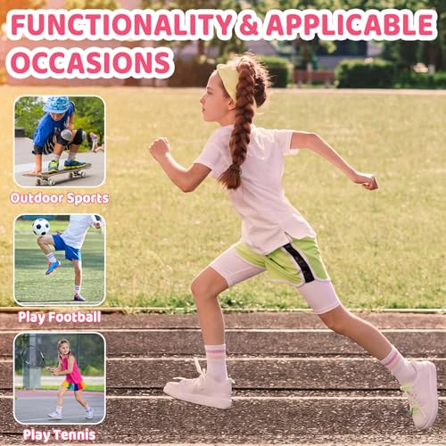 Girls Mid Calf Socks - 8 Pairs Heart & Striped, 9-12 Years