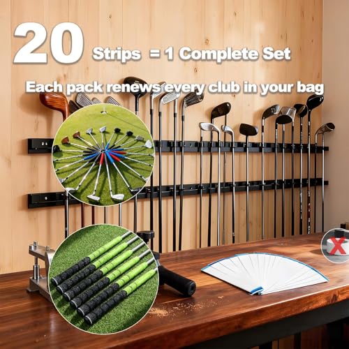 Professional Golf Grip Tape Strips - 20 Pack, 2" x 10" Double-Sided