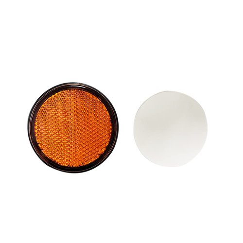 BAR Stick-on Round Reflectors - Safety Spoke Reflective Quick Mount Custom Accessories Adhesive Reflector for Mailboxes, Stakes, Houses, Cars, Trailer, Trucks, Bicycle (Amber-D:2.36*H:0.55inch, 2Pcs)