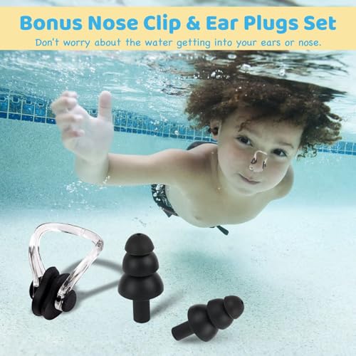 Kids Extra Large Swim Cap - Waterproof Silicone for Long Hair - Black
