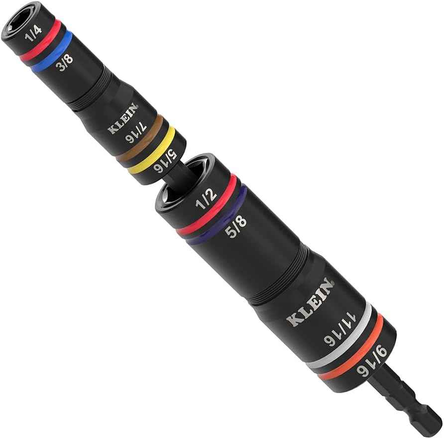Klein Tools KNECT Quad Socket Set - 4-in-1 Color Coded, Heavy-Duty SAE Impact, 12 Sizes