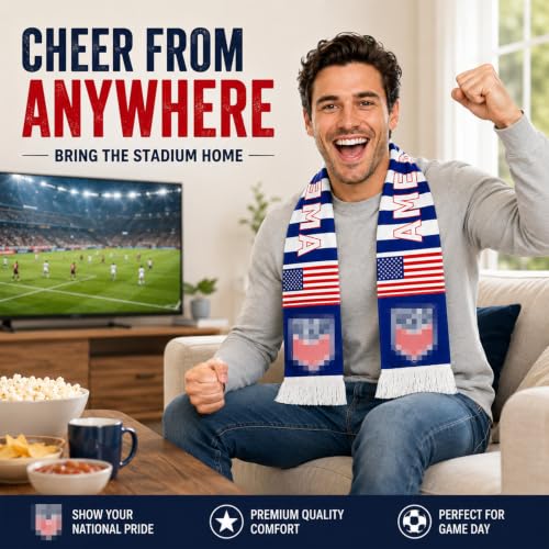 Kytunera USA World Cup Soccer Scarf 53x7 Inch Double-Sided Team Fan Gift