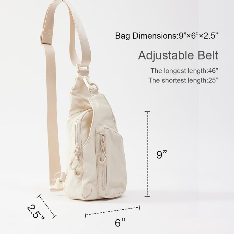 VAKAER Small Sling Bag for Women, Crossbody Bag with Adjustable Straps, Lightweight Chest Bag Daypack for Travel Hiking (Beige)