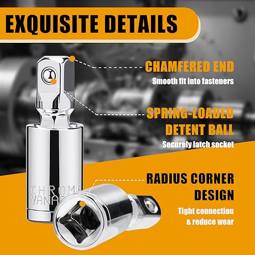 3PCS Universal Joint Socket Set, 1/4¡± 3/8¡± 1/2¡± Drive Swivel Socket Adapter Set, Premium Chrome Vanadium Steel Universal Joint Socket Adapter Suitable for Narrow Spaces- Tiosamd