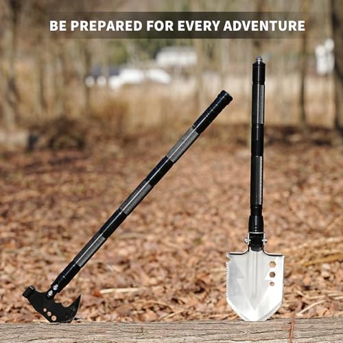 NIPURA Axe+Shovel Set Camping Foldable Digging Shovel MultiTool Steel Tactical Kit