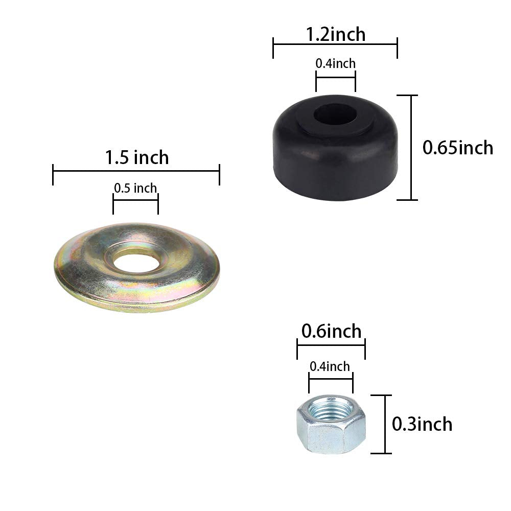 10L0L Golf Cart Shock Absorber Bushing Kit for Club Car DS & Precedent 1982-Up, Replaces OEM 1011415, Front/Rear Stud Mount