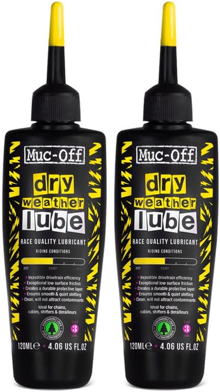 Muc-Off Dry Chain Lube - Biodegradable Bike Chain Oil for Dry Weather | 2 Pack, 4 Fl Oz