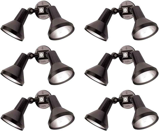 150W Outdoor Security Flood Light - Dual Head, Weatherproof Cast Aluminum, Dark Bronze Finish