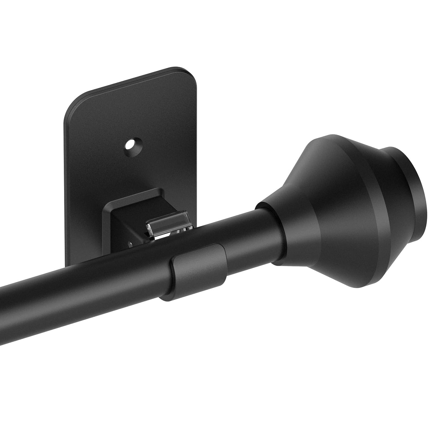 Curtain Rods No Drilling for Windows 36 to 48 Inch, 5/8 Inch Telescoping Adjustable Black Curtain Rod with Adhesive Holders, Renter Friendly for Bedroom Kitchen Apartment(36"-48")