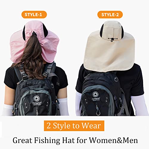 ZOORON Sun Hat for Men & Women with Neck Flap UPF 50+ UV Protection Fishing Hat, 6 3/4-6 7/8, 1pack-Camo Pink