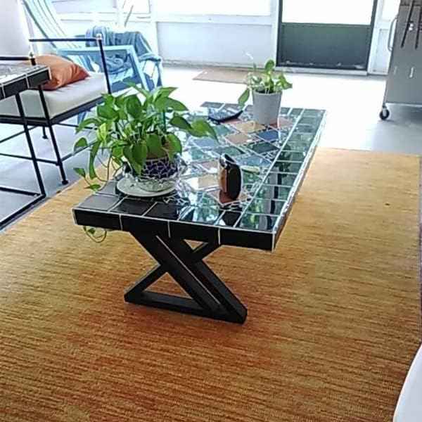 16-Inch Black Metal Coffee Table Legs - Industrial Triangle Design, Set of 2