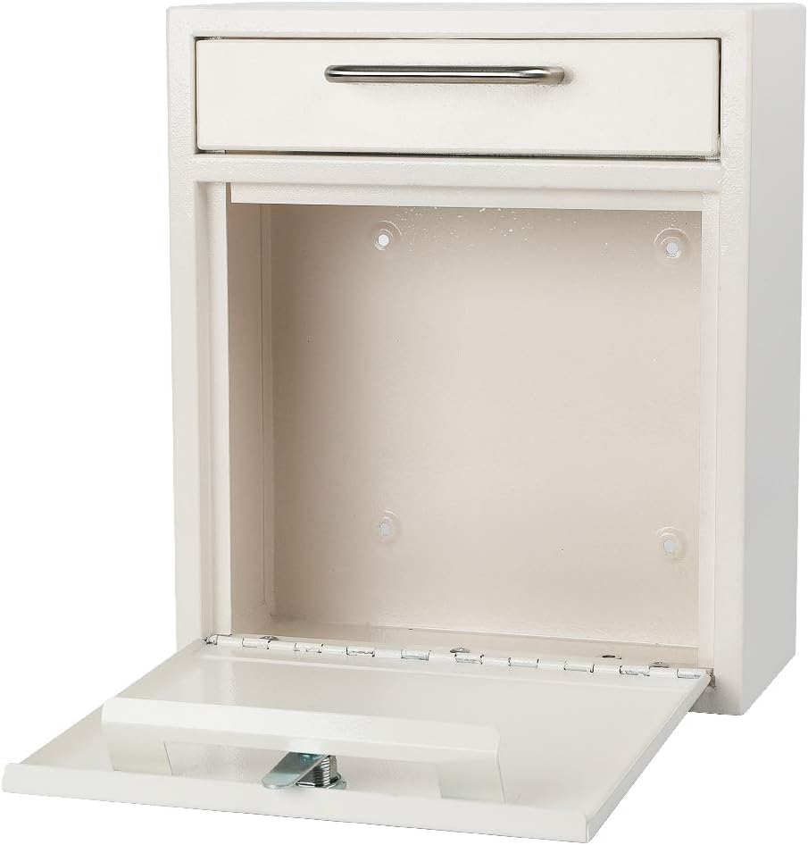 Secure Wall-Mount Mailbox with Lock | KYODOLED Large Steel Drop Box, Black, 16.2H x 11.22L x 4.72W