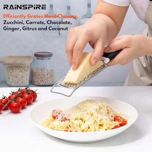 Professional Stainless Steel Cheese Grater with Soft Grip Handle - Black