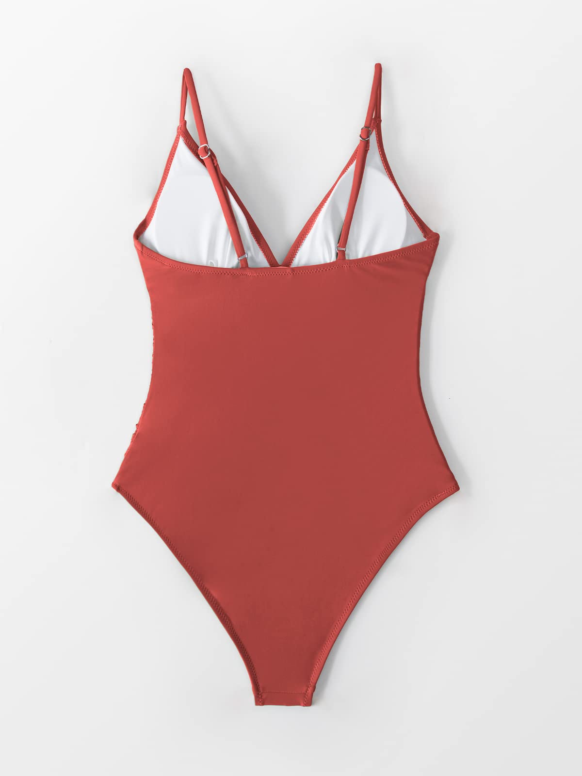 CUPSHE Women's One Piece Swimsuit Tummy Control V Neck Bathing Suits S Red