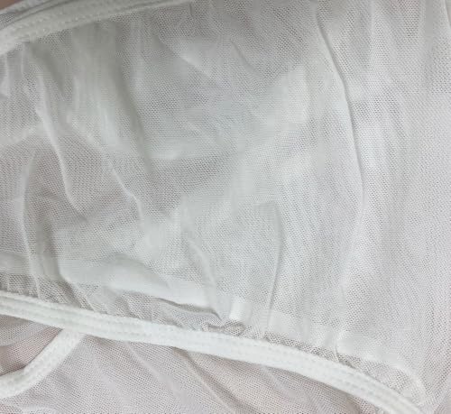 JasmyGirls Sexy White One-Piece Swimsuit Bodysuit, Sheer Mesh, High Cut (Small-Medium)
