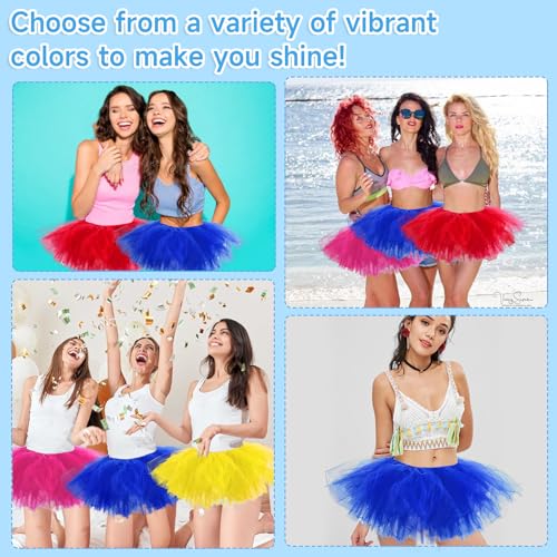 WYVAS 30 Short Neon Tutu Skirt - 5-Layer Tulle Dance Skirt with Tube Socks & Sunglasses (Variant: Yellow, 30 Short)