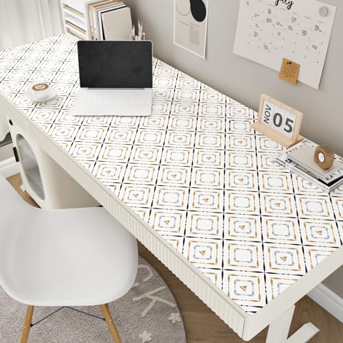 Kitchen Backsplash Geometric Wallpaper Diamond Self Adhesive Contact Paper for Countertops Vinyl White/Black/Gold Modern Accent Wall Paper Bathroom Living Room Walls Shelf Liner Cabinet