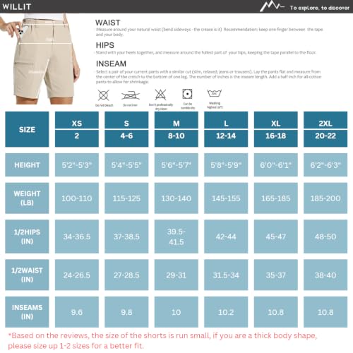 Willit Women's 10-inch Khaki Cargo Shorts with 6 Pockets - Large Size