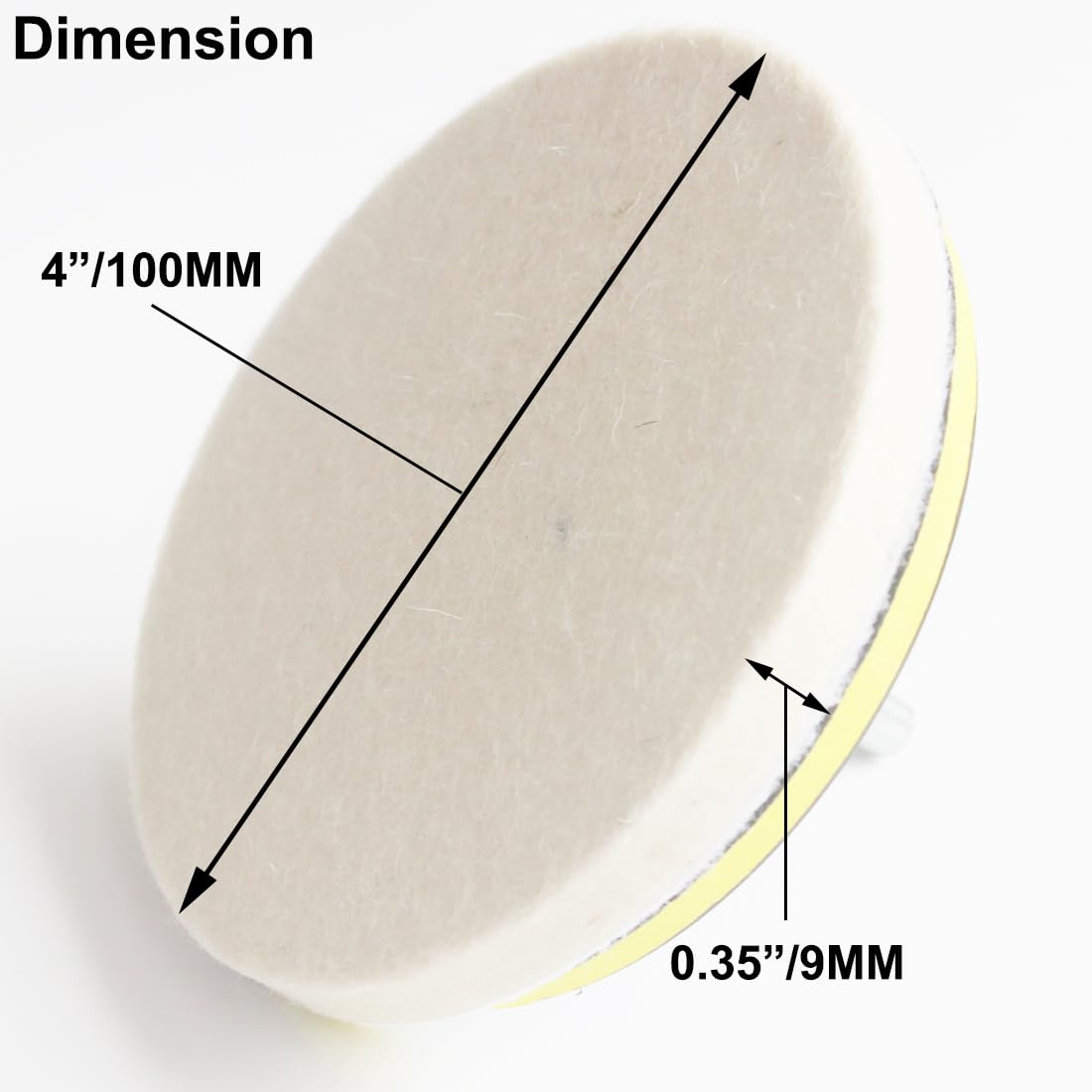 JUNLIXN 5pcs 4 Inch Wool Felt Polishing Pads, Wool Polishing Pad Buffing Wheels Flocking Hook & Loop Back for Random Orbital Sander