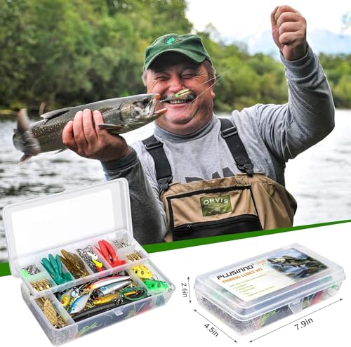 102Pcs Fishing Lures Kit with Tackle Box - All-in-One Saltwater & Freshwater Gear for Bass Trout & More