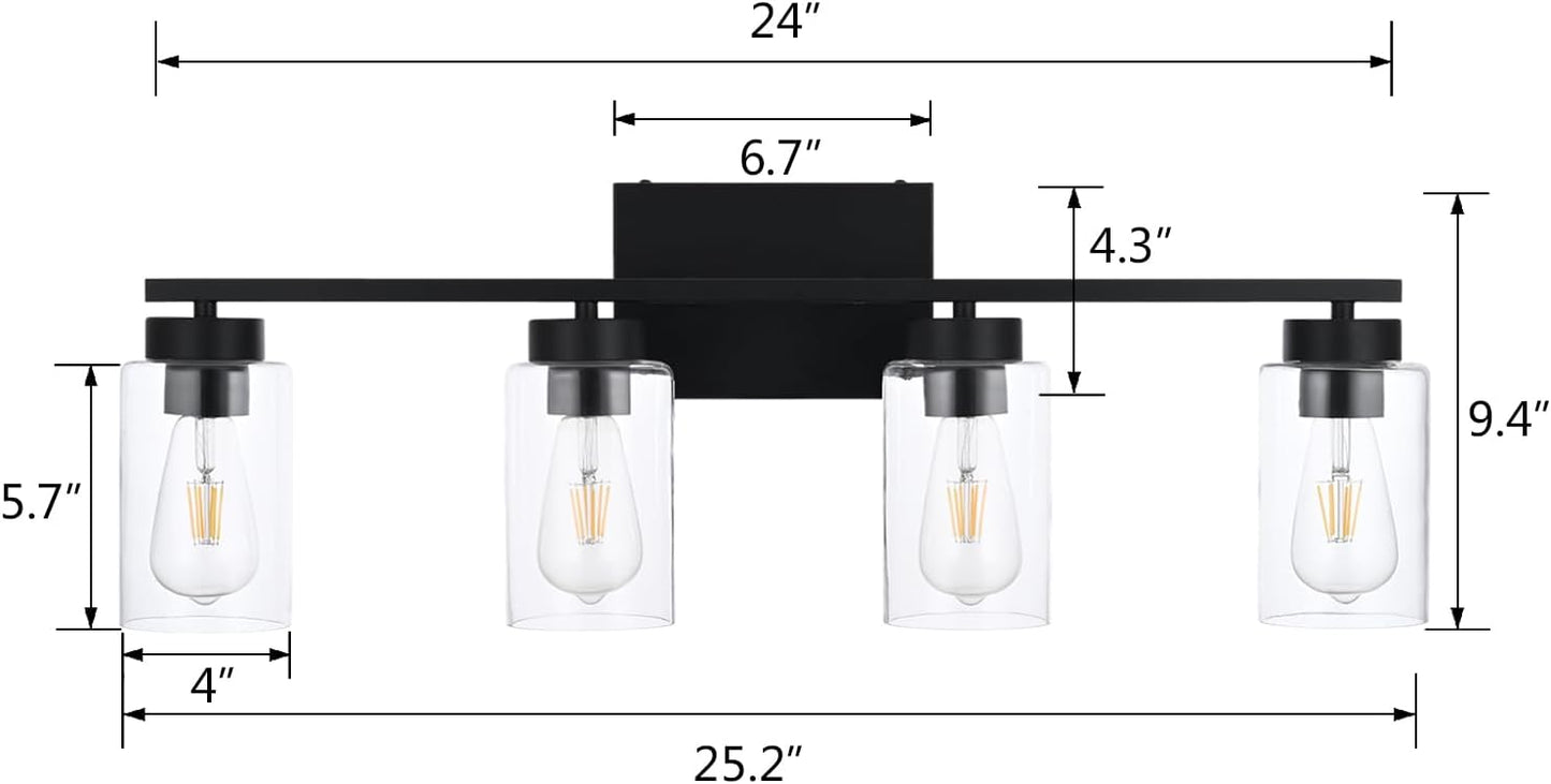 Modern 3-Light Bathroom Vanity Light in Brushed Gold with Clear Glass Shades